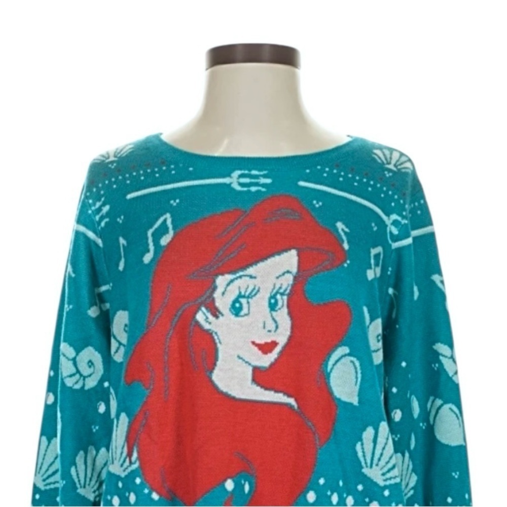 Torrid Disney Princess Ariel Fair Isle Sweater Little Mermaid NWT 1X 14/16 Knit - Picture 3 of 9